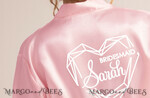 BRIDESMAID/BEST MAN BOX WEDDING ROBE  Blush Pink Satin Robe, Blush Gold Bride Robe, Elegant White Geometric Heart Bridesmaid3