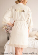 NEWLY WEDS COUPLE GIFTS Bride gifts Elegant Fancy Couple GIft, Velvet Robe with Lace, Bride Robe Present for Wedding Preparations7