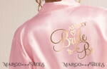 FRISCH VERHEIRATETES PAAR GESCHENKE Brautgeschenke Rosé Satinrobe, Rosé Gold Brautrobe, elegante klassische Satinrobe für die Hochzeitsvorbereitung3