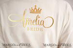 NEWLY WEDS COUPLE GIFTS Bride gifts Creme White Bride robe with gold inscription, Gold Bridal Robe, Velvet Robe for Bride Wedding, Elegant SOFT Wedding Robe11