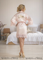 NEWLY WEDS COUPLE GIFTS Bride gifts Romantic couple present, Bridal Blush Pink Robe5