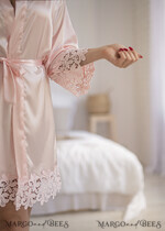 NEWLY WEDS COUPLE GIFTS Bride gifts Romantic couple present, Bridal Blush Pink Robe5