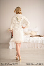 FRISCH VERHEIRATETES PAAR GESCHENKE Brautgeschenke Romantische elegante Hochzeitsrobe, maßgeschneiderte geometrische Herzrobe, Brautvelours weiße weiche Robe7