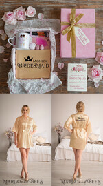 BRIDESMAID/BEST MAN BOX BRIDESMAID THANK YOU Maid of Honor Thank you BOX BRIDESMAID MUG card GOLD ROBE thank you gift box handmade soap MAKEUP BRUSH10