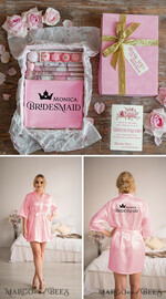 BRIDESMAID/BEST MAN BOX BRIDESMAID THANK YOU Bridesmaid Thank You Box Pink Blush satin robe maid of honor bath salt soap velvet box10