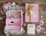 BRIDESMAID/BEST MAN BOX BRIDESMAID THANK YOU Bridesmaid Thank You Box Pink Blush satin robe maid of honor bath salt soap velvet box10