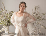 BRIDE bolero, robes, garter WEDDING BOLERO & SHRUGS Wedding Bolero Long Sleeve, Wedding Puff Sleeve Mesh Shrug, Bridal Bishop sleeved wedding Coverup, Blouse for Bride,  Bridal Capelet mesh5