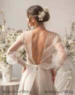 BRIDE bolero, robes, garter WEDDING BOLERO & SHRUGS Wedding Bolero Long Sleeve, Puff Sleeve Mesh Shrug,  Wedding Shrug bishop sleeve Women, Bridal Puff  Sleeve Coverup, Blouse for Bride,  Bridal Capelet, Wedding Dress Topper9