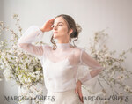 BRIDE bolero, robes, garter WEDDING BOLERO & SHRUGS Wedding Bolero Long Sleeve, Wedding Puff Sleeve Mesh Shrug, Bridal puff sleeved wedding Coverup, Blouse for Bride,  Bridal Blouse Shrug8