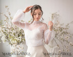 BRIDE bolero, robes, garter WEDDING BOLERO & SHRUGS Wedding Bolero Long Sleeve, Wedding Puff Sleeve Mesh Shrug, Bridal puff sleeved wedding Coverup, Blouse for Bride,  Bridal Blouse Shrug8