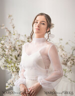 BRIDE bolero, robes, garter WEDDING BOLERO & SHRUGS Wedding Bolero Long Sleeve, Wedding Puff Sleeve Mesh Shrug, Bridal puff sleeved wedding Coverup, Blouse for Bride,  Bridal Blouse Shrug8