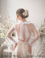 BRIDE bolero, robes, garter WEDDING BOLERO & SHRUGS Wedding Bolero Long Sleeve, Wedding Puff Sleeve Mesh Shrug, Bridal puff sleeved wedding Coverup, Blouse for Bride,  Bridal Blouse Shrug8