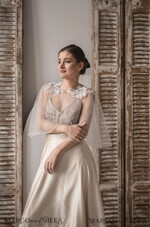 BRIDE bolero, robes, garter WEDDING BOLERO & SHRUGS Wedding Cape Pearls, Wedding Mesh Shrug, Bridal Beaded Tulle wedding Coverup,  Wedding Dress Topper with pearls,  Bridal Capelet mesh6