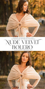 BRIDE bolero, robes, garter WEDDING BOLERO & SHRUGS Nude Velvet Wedding bolero long sleeve,Beige Shrug Women Wedding, Bridal Backless Cover, Jacket for Bride, Velvet Bridal Blouse Bridal Shrug 16