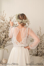 BRIDE bolero, robes, garter WEDDING BOLERO & SHRUGS White Chifon Wedding bolero long sleeve Shrug Women Wedding, Bridal Backless Cover, Jacket for Bride,  Bridal Blouse Bridal Shrug 10