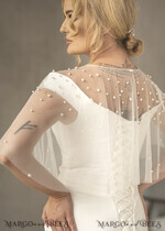 BRIDE bolero, robes, garter WEDDING BOLERO & SHRUGS bolero or jacket for Bride, elegant wedding bolero, tulle cover with pearls, wedding poncho6