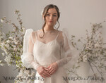 BRIDE bolero, robes, garter WEDDING BOLERO & SHRUGS Wedding Bolero Long Sleeve, Wedding Puff Sleeve Mesh Shrug, Bridal Bishop sleeved wedding Coverup, Blouse for Bride,  Bridal Capelet mesh11