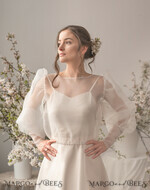 BRIDE bolero, robes, garter WEDDING BOLERO & SHRUGS Wedding Bolero Long Sleeve, Wedding Puff Sleeve Mesh Shrug, Bridal Bishop sleeved wedding Coverup, Blouse for Bride,  Bridal Capelet mesh11