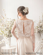 BRIDE bolero, robes, garter WEDDING BOLERO & SHRUGS Wedding Bolero Long Sleeve, Wedding Puff Sleeve Mesh Shrug, Bridal Lace wedding Coverup, Blouse for Bride,  Bacless Capelet6