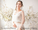 BRIDE bolero, robes, garter WEDDING BOLERO & SHRUGS Wedding Bolero Long Sleeve, Wedding Puff Sleeve Mesh Shrug, Bridal Lace wedding Coverup, Blouse for Bride,  Bacless Capelet6