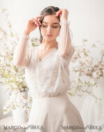 BRIDE bolero, robes, garter WEDDING BOLERO & SHRUGS Wedding Bolero Long Sleeve, Wedding Puff Sleeve Mesh Shrug, Bridal Lace wedding Coverup, Blouse for Bride,  Bacless Capelet6
