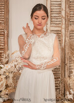 BRIDE bolero, robes, garter WEDDING BOLERO & SHRUGS Lace Wedding Bolero Long Sleeve, Wedding Puff Sleeve Mesh Shrug, Bridal Bishop sleeved wedding  Lace Coverup, Lace Blouse for Bride,  Bridal Capelet mesh25