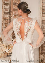 BRIDE bolero, robes, garter WEDDING BOLERO & SHRUGS Lace Wedding Bolero Long Sleeve , Bare Back Lace, Wedding Puff Sleeve Mesh Shrug, Bridal Bishop sleeved wedding  Lace Coverup, Lace Blouse for Bride,  Bridal Capelet mesh30