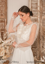 BRIDE bolero, robes, garter WEDDING BOLERO & SHRUGS Lace Wedding Bolero Long Sleeve , Bare Back Lace, Wedding Puff Sleeve Mesh Shrug, Bridal Bishop sleeved wedding  Lace Coverup, Lace Blouse for Bride,  Bridal Capelet mesh30