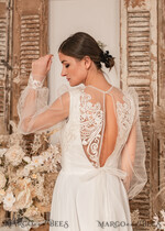 BRIDE bolero, robes, garter WEDDING BOLERO & SHRUGS Lace Wedding Bolero Long Sleeve , Bare Back Lace, Wedding Puff Sleeve Mesh Shrug, Bridal Bishop sleeved wedding  Lace Coverup, Lace Blouse for Bride,  Bridal Capelet mesh30