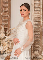 BRIDE bolero, robes, garter WEDDING BOLERO & SHRUGS Lace Wedding Bolero Long Sleeve , Bare Back Lace, Wedding Puff Sleeve Mesh Shrug, Bridal Bishop sleeved wedding  Lace Coverup, Lace Blouse for Bride,  Bridal Capelet mesh30