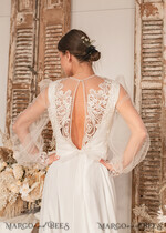 BRIDE bolero, robes, garter WEDDING BOLERO & SHRUGS Lace Wedding Bolero Long Sleeve , Bare Back Lace, Wedding Puff Sleeve Mesh Shrug, Bridal Bishop sleeved wedding  Lace Coverup, Lace Blouse for Bride,  Bridal Capelet mesh30