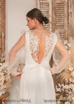 BRIDE bolero, robes, garter WEDDING BOLERO & SHRUGS Lace Wedding Bolero Long Sleeve , Bare Back Lace, Wedding Puff Sleeve Mesh Shrug, Bridal Bishop sleeved wedding  Lace Coverup, Lace Blouse for Bride,  Bridal Capelet mesh30