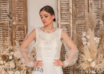 BRIDE bolero, robes, garter WEDDING BOLERO & SHRUGS Lace Wedding Bolero Long Sleeve , Bare Back Lace, Wedding Puff Sleeve Mesh Shrug, Bridal Bishop sleeved wedding  Lace Coverup, Lace Blouse for Bride,  Bridal Capelet mesh30