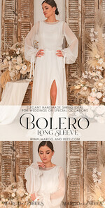 BRIDE bolero, robes, garter WEDDING BOLERO & SHRUGS Wedding Bolero Long Sleeve, Wedding Puff Sleeve Mesh Shrug, Bridal Bishop sleeved wedding Coverup, Blouse for Bride,  Bridal Capelet mesh17