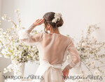 BRIDE bolero, robes, garter WEDDING BOLERO & SHRUGS Wedding Bolero Long Sleeve, Puff Sleeve Mesh Shrug,  Wedding Shrug bishop sleeve Women, Bridal Puff  Sleeve Coverup, Blouse for Bride,  Bridal Capelet, Wedding Dress Topper12