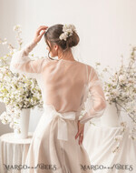 BRIDE bolero, robes, garter WEDDING BOLERO & SHRUGS Wedding Bolero Long Sleeve, Puff Sleeve Mesh Shrug,  Wedding Shrug bishop sleeve Women, Bridal Puff  Sleeve Coverup, Blouse for Bride,  Bridal Capelet, Wedding Dress Topper12