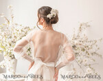 BRIDE bolero, robes, garter WEDDING BOLERO & SHRUGS Wedding Bolero Long Sleeve, Puff Sleeve Mesh Shrug,  Wedding Shrug bishop sleeve Women, Bridal Puff  Sleeve Coverup, Blouse for Bride,  Bridal Capelet, Wedding Dress Topper12