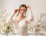 BRIDE bolero, robes, garter WEDDING BOLERO & SHRUGS Wedding Bolero Long Sleeve, Puff Sleeve Mesh Shrug,  Wedding Shrug bishop sleeve Women, Bridal Puff  Sleeve Coverup, Blouse for Bride,  Bridal Capelet, Wedding Dress Topper12