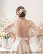 BRIDE bolero, robes, garter WEDDING BOLERO & SHRUGS Wedding Bolero Long Sleeve, Puff Sleeve Mesh Shrug,  Wedding Shrug bishop sleeve Women, Bridal Puff  Sleeve Coverup, Blouse for Bride,  Bridal Capelet, Wedding Dress Topper12