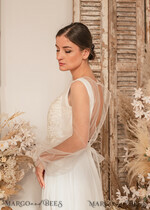 BRIDE bolero, robes, garter WEDDING BOLERO & SHRUGS Lace Wedding Bolero Long Sleeve , Bare Back Lace, Wedding Puff Sleeve Mesh Shrug, Bridal Bishop sleeved wedding  Lace Coverup, Lace Blouse for Bride,  Bridal Capelet mesh15