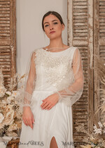BRIDE bolero, robes, garter WEDDING BOLERO & SHRUGS Lace Wedding Bolero Long Sleeve , Bare Back Lace, Wedding Puff Sleeve Mesh Shrug, Bridal Bishop sleeved wedding  Lace Coverup, Lace Blouse for Bride,  Bridal Capelet mesh15