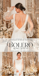 BRIDE bolero, robes, garter WEDDING BOLERO & SHRUGS Wedding Bolero Long Sleeve, Wedding Puff Sleeve Mesh Shrug, Bridal Bishop sleeved wedding Coverup, Blouse for Bride,  Bridal Capelet mesh39