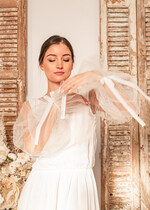BRIDE bolero, robes, garter WEDDING BOLERO & SHRUGS Wedding Bolero Long Sleeve, Wedding Puff Sleeve Mesh Shrug, Bridal Bishop sleeved wedding Coverup, Blouse for Bride,  Bridal Capelet mesh39