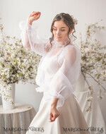 BRIDE bolero, robes, garter WEDDING BOLERO & SHRUGS Wedding Bolero Long Sleeve, Wedding Puff Sleeve Mesh Shrug, Bridal puff sleeved wedding Coverup, Blouse for Bride,  Bridal Capelet mesh11