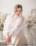 BRIDE bolero, robes, garter WEDDING BOLERO & SHRUGS Wedding Bolero Long Sleeve, Wedding Puff Sleeve Mesh Shrug, Bridal puff sleeved wedding Coverup, Blouse for Bride,  Bridal Capelet mesh11