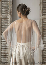BRIDE bolero, robes, garter WEDDING BOLERO & SHRUGS Wedding Cape Pearls, Wedding Mesh Shrug, Bridal Beaded Tulle wedding Coverup,  Wedding Dress Topper with pearls,  Bridal Capelet mesh10