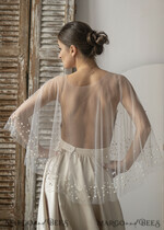 BRIDE bolero, robes, garter WEDDING BOLERO & SHRUGS Wedding Cape Pearls, Wedding Mesh Shrug, Bridal Beaded Tulle wedding Coverup,  Wedding Dress Topper with pearls,  Bridal Capelet mesh10