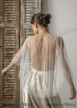 BRIDE bolero, robes, garter WEDDING BOLERO & SHRUGS Wedding Cape Pearls, Wedding Mesh Shrug, Bridal Beaded Tulle wedding Coverup,  Wedding Dress Topper with pearls,  Bridal Capelet mesh10
