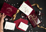 WEDDING INVITATIONS Invitations for VIP/ boxed Invites for Parents Burgundy Boxed Wedding Invitation set ,3D Golden Plexi Wedding Invitation Suite Luxury Box, Elegant Boho Velvet Wedding Cards, Bespoke Golden Invites26