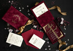 WEDDING INVITATIONS Invitations for VIP/ boxed Invites for Parents Burgundy Boxed Wedding Invitation set ,3D Golden Plexi Wedding Invitation Suite Luxury Box, Elegant Boho Velvet Wedding Cards, Bespoke Golden Invites26
